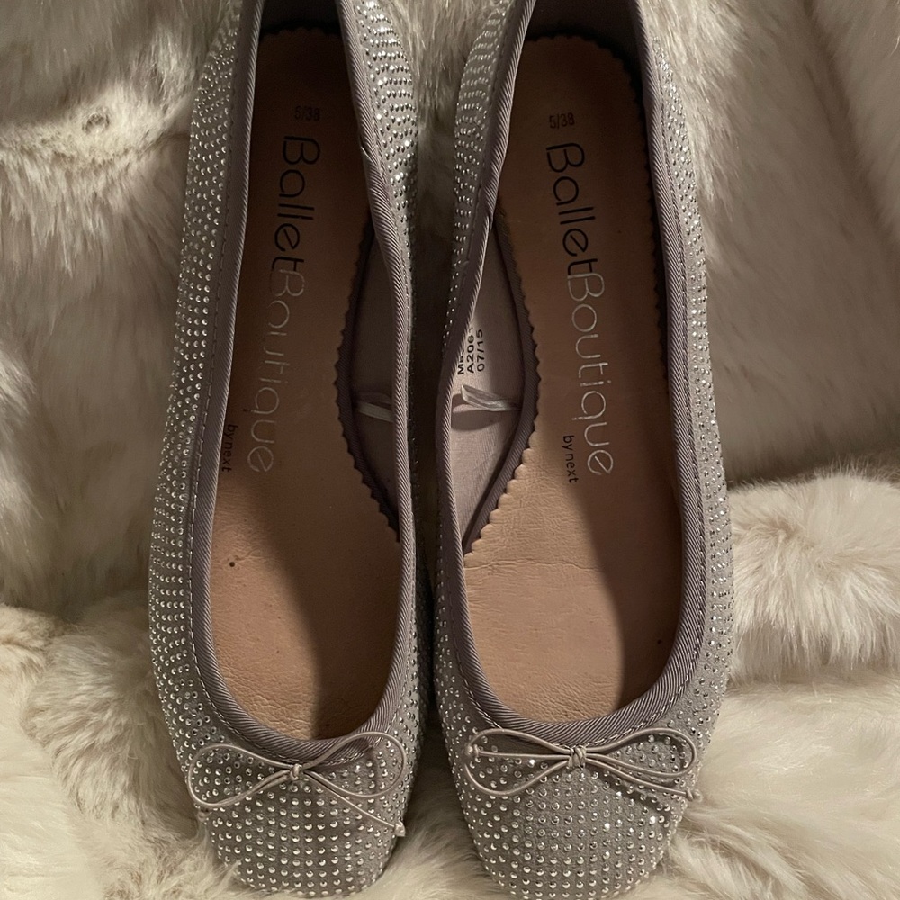 Silver Studded Ballet Heeled Shoes